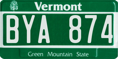 VT license plate BYA874