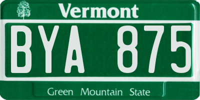 VT license plate BYA875