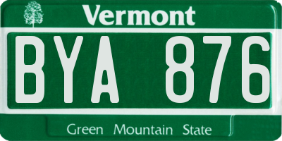 VT license plate BYA876