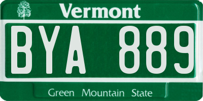 VT license plate BYA889