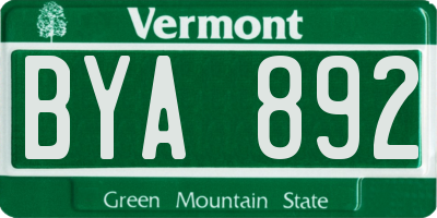 VT license plate BYA892