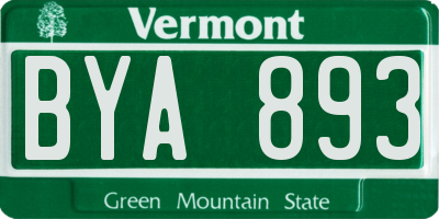 VT license plate BYA893