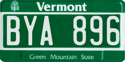 VT license plate BYA896