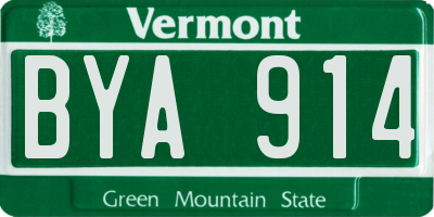 VT license plate BYA914