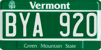 VT license plate BYA920