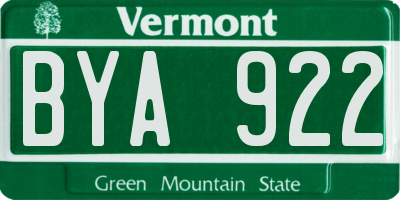 VT license plate BYA922