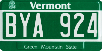 VT license plate BYA924