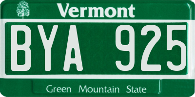 VT license plate BYA925