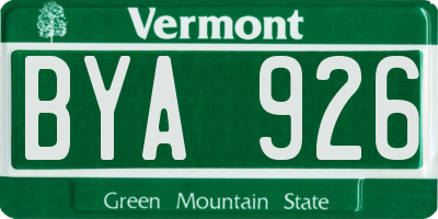 VT license plate BYA926