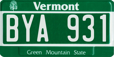 VT license plate BYA931