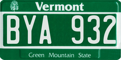 VT license plate BYA932
