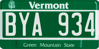 VT license plate BYA934