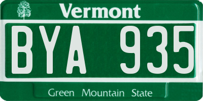 VT license plate BYA935