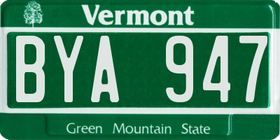 VT license plate BYA947