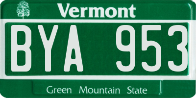VT license plate BYA953