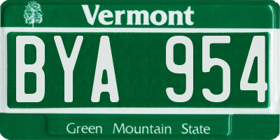 VT license plate BYA954