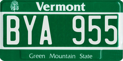 VT license plate BYA955