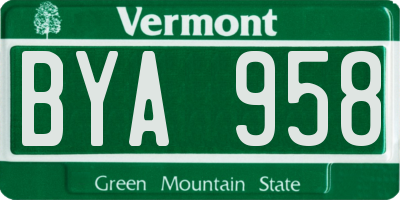 VT license plate BYA958