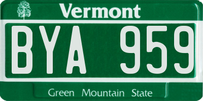 VT license plate BYA959