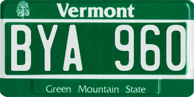 VT license plate BYA960