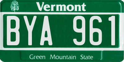VT license plate BYA961