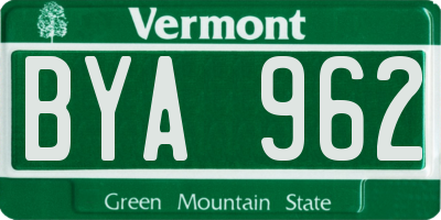 VT license plate BYA962