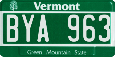 VT license plate BYA963