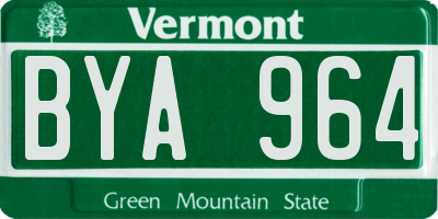 VT license plate BYA964