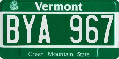 VT license plate BYA967