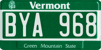 VT license plate BYA968