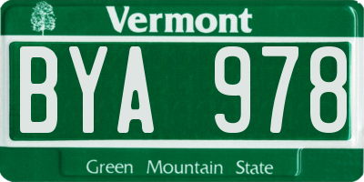 VT license plate BYA978