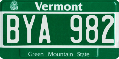 VT license plate BYA982