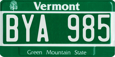 VT license plate BYA985