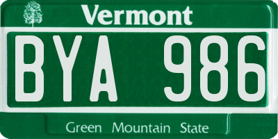 VT license plate BYA986