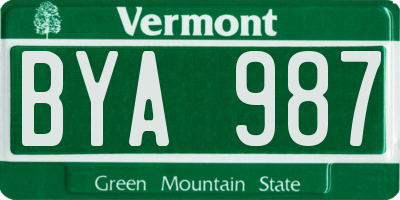 VT license plate BYA987