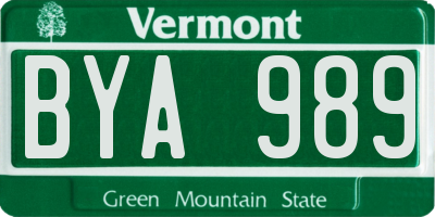 VT license plate BYA989