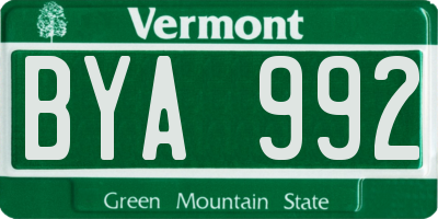 VT license plate BYA992