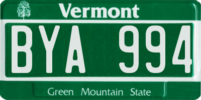 VT license plate BYA994
