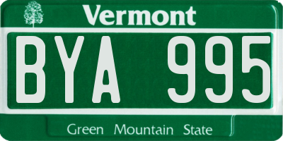 VT license plate BYA995