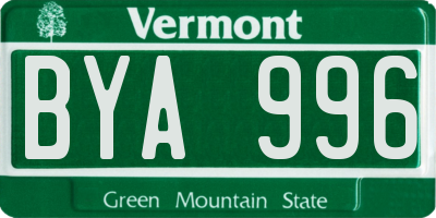 VT license plate BYA996