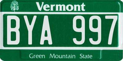 VT license plate BYA997