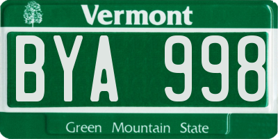 VT license plate BYA998