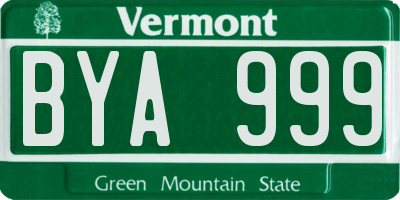 VT license plate BYA999