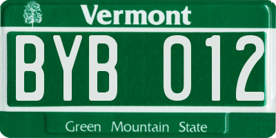 VT license plate BYB012