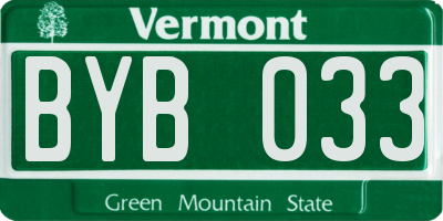 VT license plate BYB033