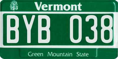 VT license plate BYB038