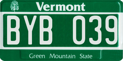 VT license plate BYB039