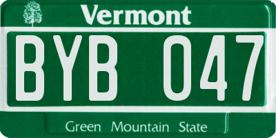 VT license plate BYB047