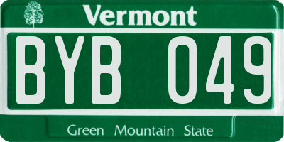 VT license plate BYB049