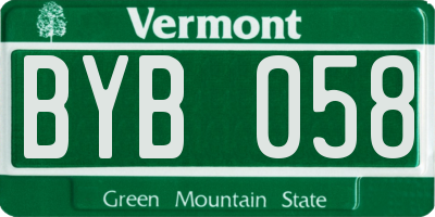 VT license plate BYB058